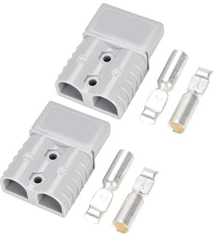 HISports 120A Anderson Steckverbinder 2 Stück,Hochstrom Schnellanschluss Batterie ，Anderson Ladestecker inkl für Auto Wohnmobil Wohnwagen Motorrad Boot Solaranlagen,Grau