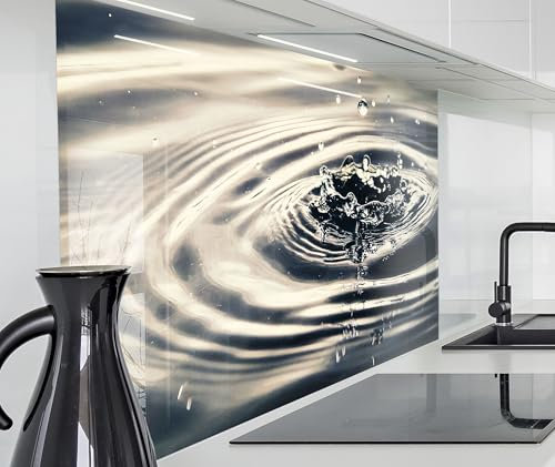 timalo Spritzschutz Wand für Herd, Küche Küchenrückwand Glasoptik | Acryl Glas 2mm | Glasrückwand Acrylglas Wandpaneele Rückwandschutz Platte | 100x50cm Wassertropfen, See