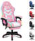 ALFORDSON Silla Gaming, Silla Gamer Racing con Iluminación LED RGB, Sillón Masajeador para Computadora con Reposapiés, Silla Giratoria Ergonómica con Respaldo Operado por Palanca, Rosa