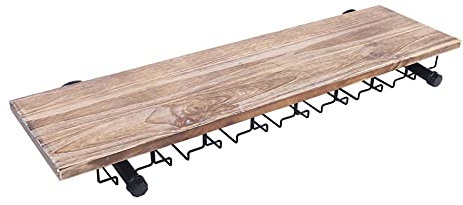 TaNeHaKi Étagère murale pour verre à vin en métal - Porte-bouteilles de vin mural - Étagère murale - Étagère murale - Porte-bouteilles - Porte-verres - Étagère murale en bois