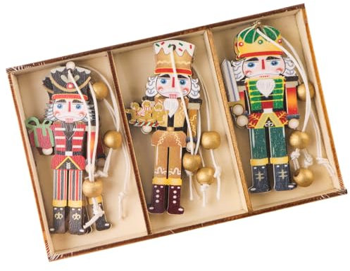 ZYDYRX 9 pcs Pendentif Soldat Casse Noisette Bois Décoration Noël Forme Ssuspendue Forme Soldat Casse Noisette Coloré Décoration Suspendue Noël Bois A