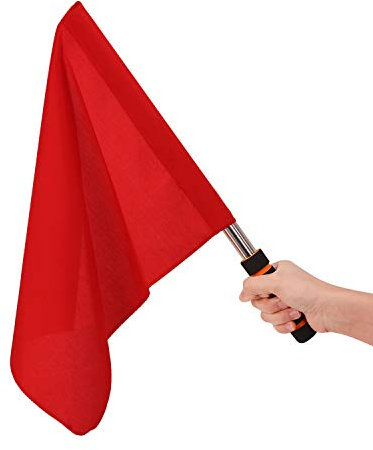 Referee Flag Stainless Steel Command Hand Flag Red Signal Flag Sponge Handle Special Patrol Performance Linesman Official Flag for Soccer Volleyball Football Track
