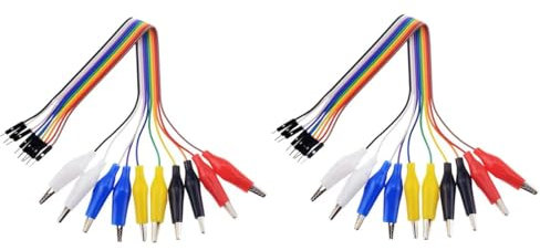 Aofan 2x10 Pin 20cm Breadboard Krokodilklemmen-Jumper,Gator auf Stecker,Überbrückungskabel,für Netzteil,LED-Streifen, Multimeter, Arduino Lilypad und Raspberry Pi