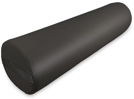 ZEN Nackenrolle mit Bezug aus Kunstleder 60x15x15cm - runde Vollrolle, Beinrolle für Bett, Kissenrolle, Knierolle, Rollkissen Lagerungsrolle für Beine, Physiotherapie & Massageliegen Zubehör (Schwarz)