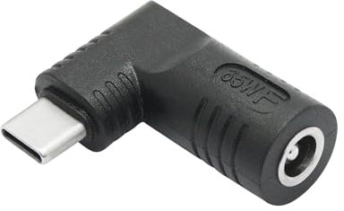 Right Angle DC 5525 to USB C Connector Adapter, 90 Degree PD 65W DC 5.5mm x 2.5mm to USB Type C Male Plug Power Charge Adapter for Laptop, Phone - Black