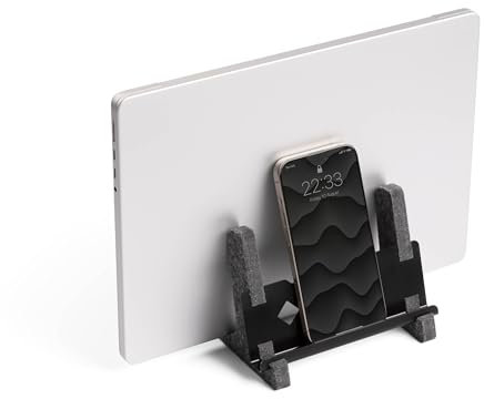 Durable Laptop Ständer Vertical Effect, aus 60% recyceltem PET-Filz, Laptop Halter mit Handy/Tablet Ablage, anthrazit, 508058