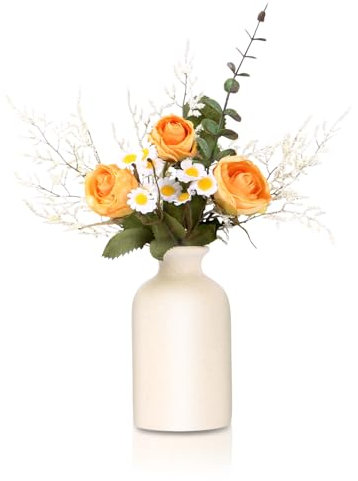 Yhjxly Kunstblumen mit Vase, künstlicher Blumenstrauß,Pflanzen Blumen Deko,Tischdekoration,Dekoration Blume Roses Erwachsene für Zuhause Blumenstrauß Hochzeit Garten Festival Dekor