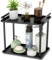 BETHOM 2 Tier Küchen Gewürzregal Standregale, Metall Regal Badezimmer Arbeitsplatte Organizer Stehend, Kosmetik Aufbewahrung für Vanity, Badezimmer, Küche, Wohnzimmer, Schlafzimmer (Schwarz)