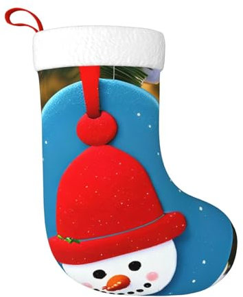 YaWea Cartón de Navidad con estampado de muñeco de nieve de 45,7 cm, medias colgantes de muñeco de nieve para decoración de árbol de Navidad, chimenea