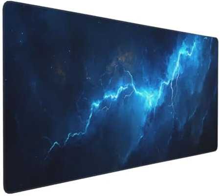 Tapis de Souris Bleu Éclair Tapis de Souris XXL 1400x600x3mm, Imperméable Tapis de Souris Gamer XXL Tapis Souris Mouse Pad, Base Atidérapante, Haute Précision et Vitesse pour Gamer, Deco Bureau