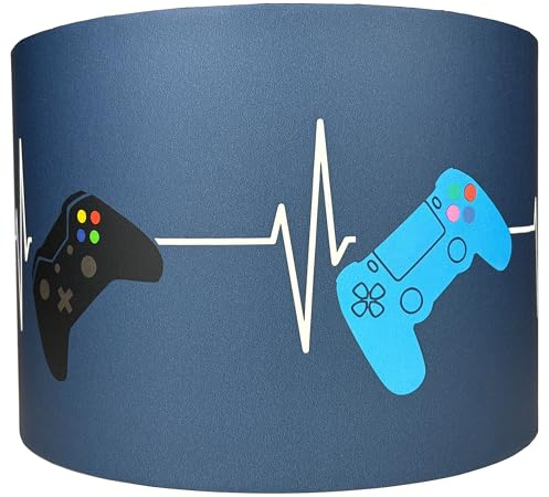 Gaming Controller Lampshade for Ceiling or Table Lamps – Navy Blue Light Shade for Kids and Teens Gamer Bedroom, Gaming Room Decor Accessories