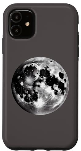 galaxy outer space white gray cool full moon cute graphic Case for iPhone 11