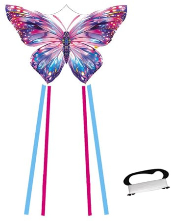 SSKHE Großer 140 cm großer Schmetterlingsdrachen – leicht zu fliegender Anfängerdrachen mit langem Schwanz | für Outdoor Strand & Park | familienfreundliche Outdoor-Aktivität & Geschenk