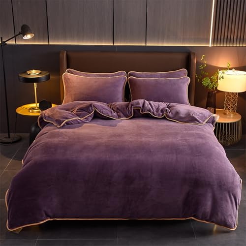 KLUOT Bettwäsche 150 x 200 cm Plüsch Einzelbett Bettbezug Lila | 100% Flanell Wendebettwäsche Deckenbezug Leichtgängiger Reißverschluss Warme und Komfortabel Pflegeleicht Langlebig