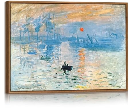 Monet Impression Sonnenaufgang Leinwand Bilder Mit Rahmen Klassisch Meereslandschaft bei Sonnenaufgang Bild Auf Leinwand Abstrakt Ozean Reise Wandbilder Wanddeko Büro Wohnzimmer Schlafzimmer 40x60cm