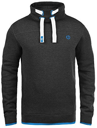 !Solid SDBenjamin Tube Herren Sweatshirt Pullover Sweater mit Tube-Neck Eingrifftaschen Rippbündchen Baumwollmischung Regular fit, Größe:L, Farbe:Dark Grey Melange (8999)