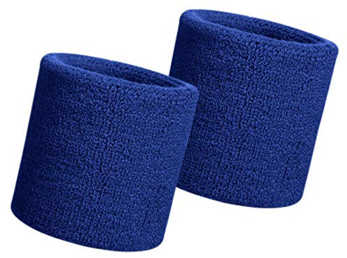 HANERDUN Schweißband Handgelenk schweissband Herren Damen Absorbierende Schweißbänder Arm für Sport Laufen Fahrrad Joggen Fußball Tennis Blau(2 STK)-UK