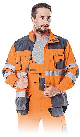 Leber & Hollman Herren Schutzjacke LH-FMN-J, 100% Polyester 270 g/m2, Hochkragen, Reißverschluss und Klettverschlüsse, verlängerte Rückenpartie, Lüftung