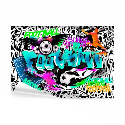 decomonkey Fototapete selbstklebend Graffiti Fußball, 392x280 cm, XL, Ball | Jugendzimmer, Selbstklebende, Tapeten, Wand, Fototapeten, Tapete, Wandtapete, klebend, Klebefolie