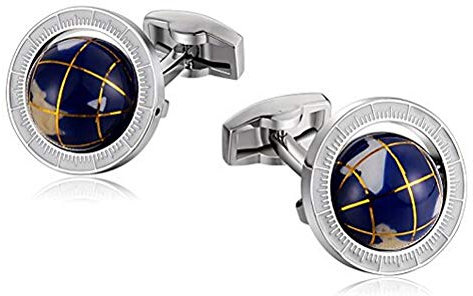 Beydodo Herren Manschettenknöpfe Hochzeit Edelstahl (Cufflinks) Globe Manschettenknopf Cuff Link Blau