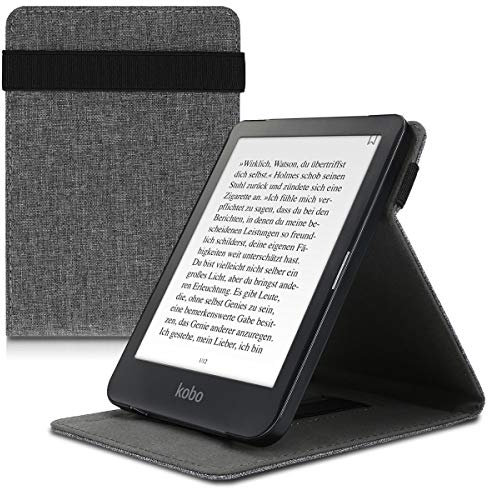 kwmobile Coque pour liseuse électronique Compatible avec Kobo Clara HD - Coque à Rabat pour liseuse en Tissu - - Gris