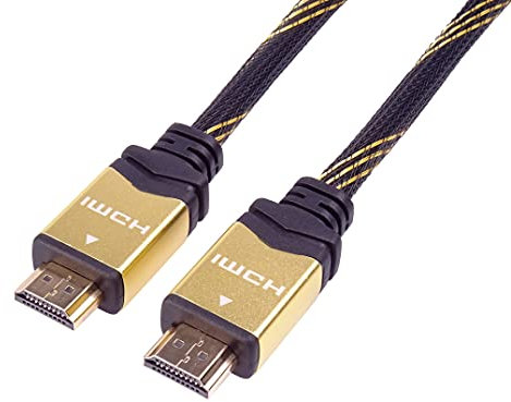 PremiumCord Cavo 4K HDMI 2.0B M/M Ad Alta velocità, 18 Gbps con Ethernet, Compatibile Video 4K@60Hz, Deep Color, 3D, Arc, HDR, Dolby TrueHD, Connettori Placcati Oro, Nero/Oro, 0,5 m