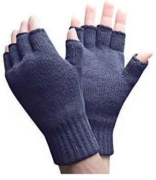 HEAT HOLDERS - Herren Thermisch Winter Outdoor Fleece Fingerlose Handschuhe in 2 Farben (Mens fingerless) (Marine)