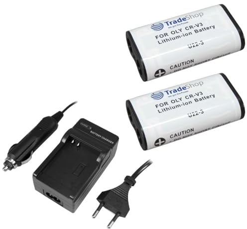 Set offerta: 2 batterie agli ioni di litio per fotocamera 2000 mAh + caricatore con adattatore per auto per Pentax Optio 330-GS 43 W ist D IST DS IST DL S30 S40 S45 S50 S55 S60 D-435 K100D