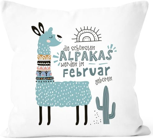 SpecialMe®Die Schönsten Alpakas Werden im Januar-Dezember geboren anpassbares Motiv Geburtsmonat individuelle Geburtags-Geschenke Dekokissen Weiss Unisize