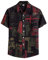 Yowablo Leinenhemd Herren Hemd Sommerhemd Herren Regular Fit Freizeithemd Kurzarm Casual Printing Hawaiian (3XL,2Schwarz)