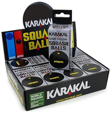 KARAKAL Squashbälle mit gelbem Punkt, 12 Stück