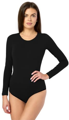 Merry Style Damen Langarm Body MS-114 (Schwarz, S)