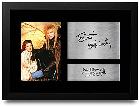 HWC Trading FR David Bowie & Jennifer Connelly Labyrinth - A4 Gerahmtes Geschenk, Gedrucktes und Signiertes Autogramm-Bild für Film-Erinnerungsstücke-Fans