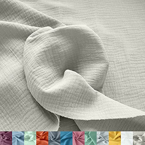 TOLKO 50cm Musselin Stoff Meterware | weicher Baumwollstoff für Kleid Bluse Baby Tuch Decke Tagesdecke Bettwäsche | ÖkoTex Double Gauze | uni Baumwollstoffe Dekostoff Stoffe zum Nähen Meterware
