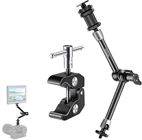 NEEWER Super Morsetto Aggiornato e 11 Braccio Magico Articolato a Frizione Regolabile, Compatibile con SmallRig Camera Cage/Rig, Ulteriore Espansione per Monitor Luci LED Webcam da Max. 2kg, ST20
