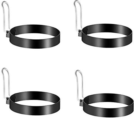 wangsheng 4 piezas Huevo Frito Plancha Moldes de Huevo Frito Moldes para Huevos anillos de acero inoxidable para cocinar huevos mini panqueques y pudines de Yorkshire para Huevos Frito y Panqueques