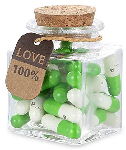 MUSHENJI 31PCS Cute Capsule Message Love Letters Plastic Capsule Love Letters in Wish Bottle,Lover Gift for Anniversary,Valentines,and Long Distance Relationships-Green