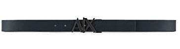 Armani Exchange Herren Bicolor, Buckle Logo Belt, Navy/Truffle, 36