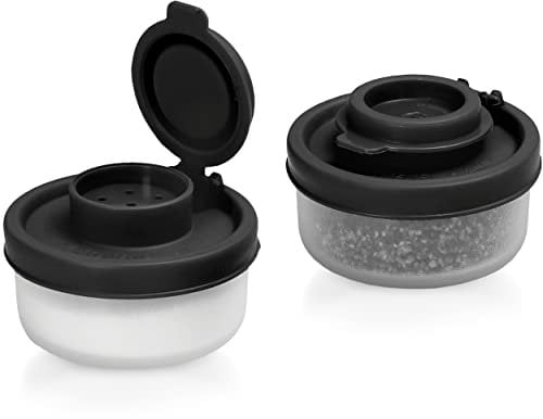 Contenedor Para Condimentos Sal y Pimienta | Juego de 2 Saleros recipientes de Almacenamiento Salpimentero | Dispensador Hermético Transparente | Set Sazonador de Especias