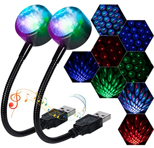 LuxLumin Portable Car Roof Star Projector Lights - USB Powered, Adjustable, 4 Colors & 9 Modes for Decor, Ceiling, Bedroom, Party - 2 Pack