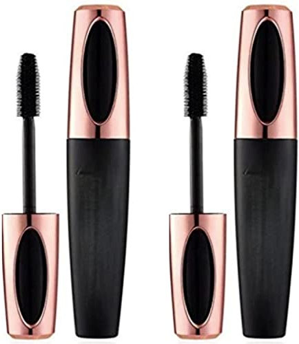 4D Mascara x2 GLAMZA Long Lash Silk Fiber Mascara für längere, dickere Wimpern – wasserdicht & wischfest (Schwarz)