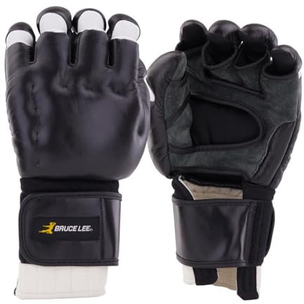 Bruce Lee Jeet Kune Do JKD Leder Handschuhe Kampfsport MMA Boxing Kickboxing (XL)