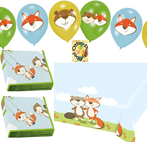 HHO Fuchs-Biber-Party-Deko-Set 1 : Servietten + Tischdecke + Luftballon