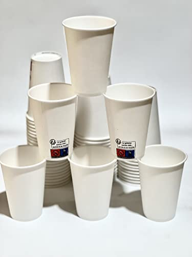 Générique 100 Gobelets Carton Rondes de 330 ml pour Boisson Chaude ou Froide - Tasse Café à Emporter ou sur Place - Recyclable et Dégradable