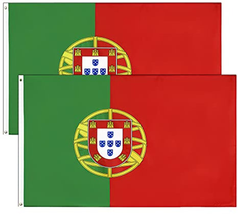 2 Piezas 90 x 150 cm Bandera de Portugal Grande con Anillos Duraderos.Flag al Portugal para el Festival Europeo de Fútbol Decoración de Interiore.Portugal Flag.