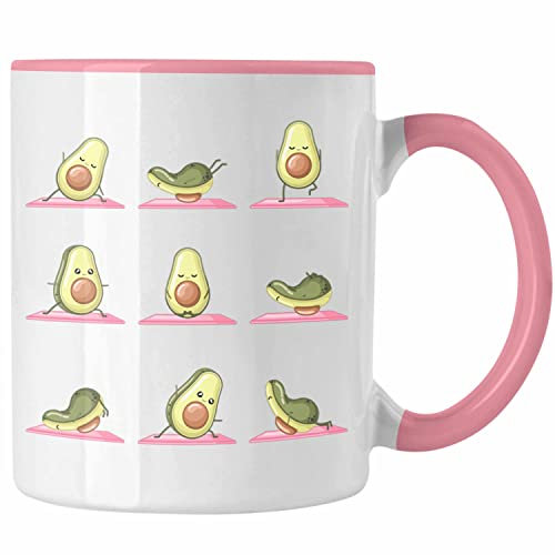 Trendation - Avocado Yoga Pose Tasse Geschenk Gym Workout Niedlich Gym Exercise (Rosa)