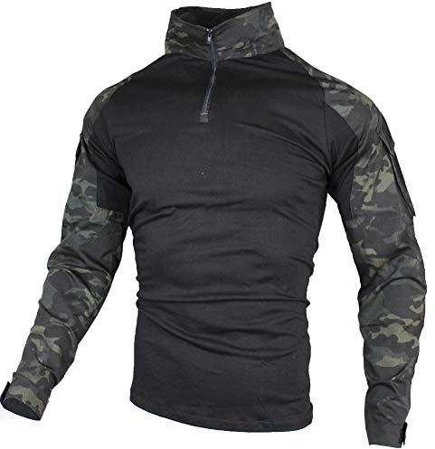 zuoxiangru Tactical Combat Shirt, Ripstop Breathable Multicam T Shirt for Hunting Military Airsoft