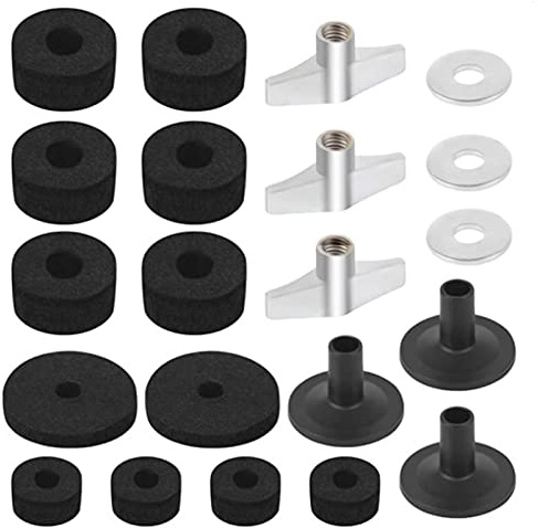 21 Pcs Cymbal Stand Accessories, Cymbal Felts Hi-Hat Clutch Felt Hi Hat Cup, Washer, Sleeves and Base Wing Nuts Replacement for Drum Set