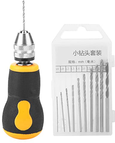 Taladro de Mano Micro Mini, Kit con 10 Brocas Helicoidales 0,8-3,0 mm, Herramienta Portátil para Carpintería y Bricolaje