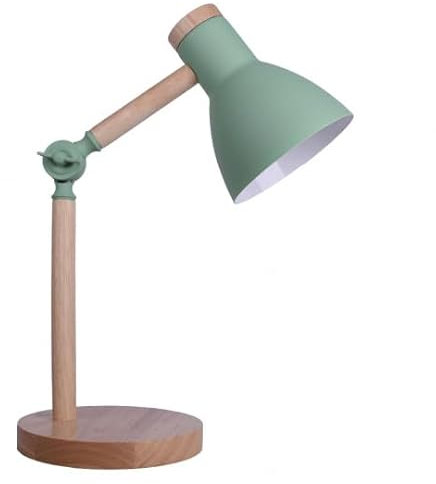 Bel Air Home - Schreibtischlampe TEACHER Serie 1xE-27 aus Metall und Holz für stilvolles Arbeiten und Lernen. Wohnzimmer oder Schlafzimmer. Farbe: natur (GLÜHBIRNE NICHT INBEGRIFFEN) (GRÜNE)